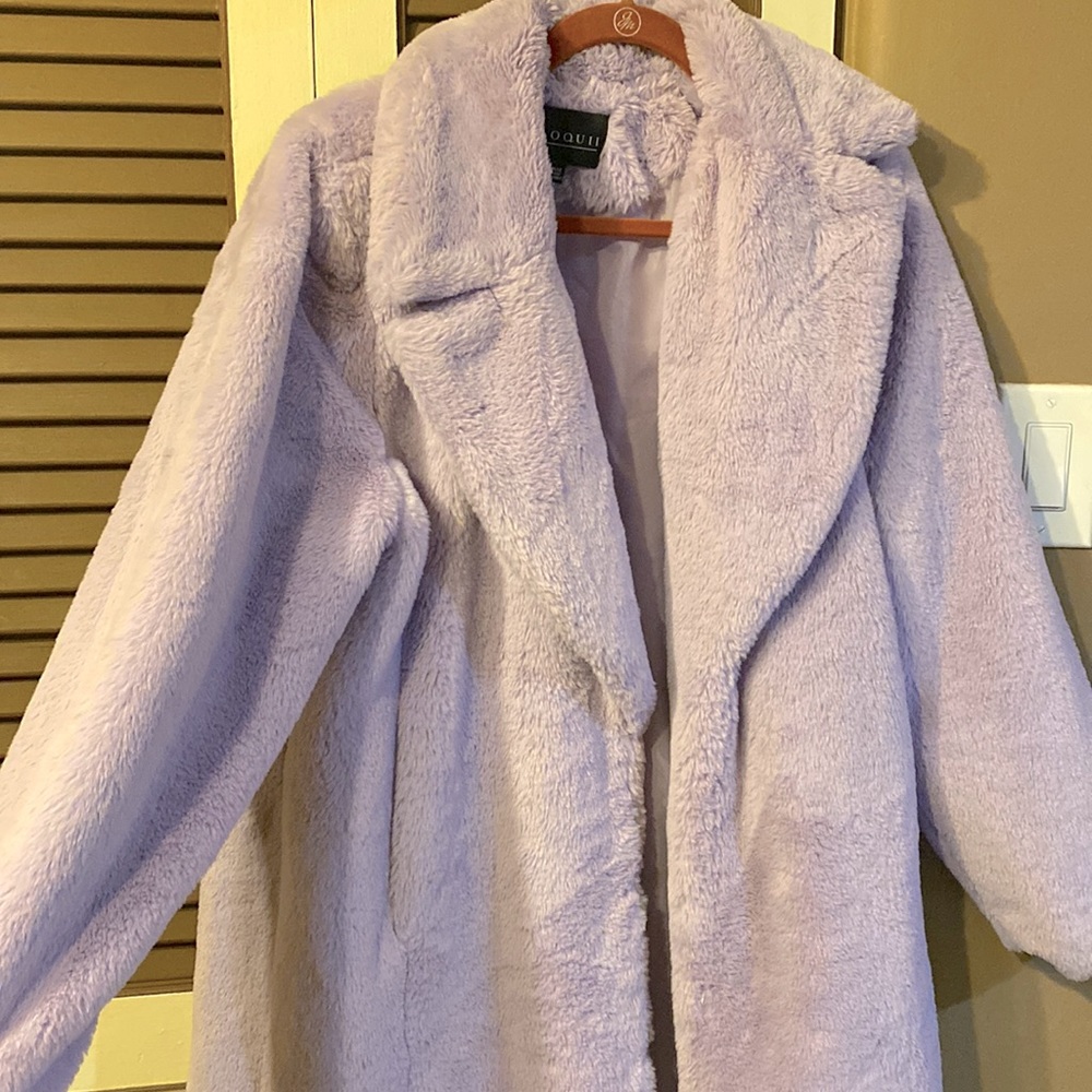 Fuzzy Lilac Purple Coat by Eloquii